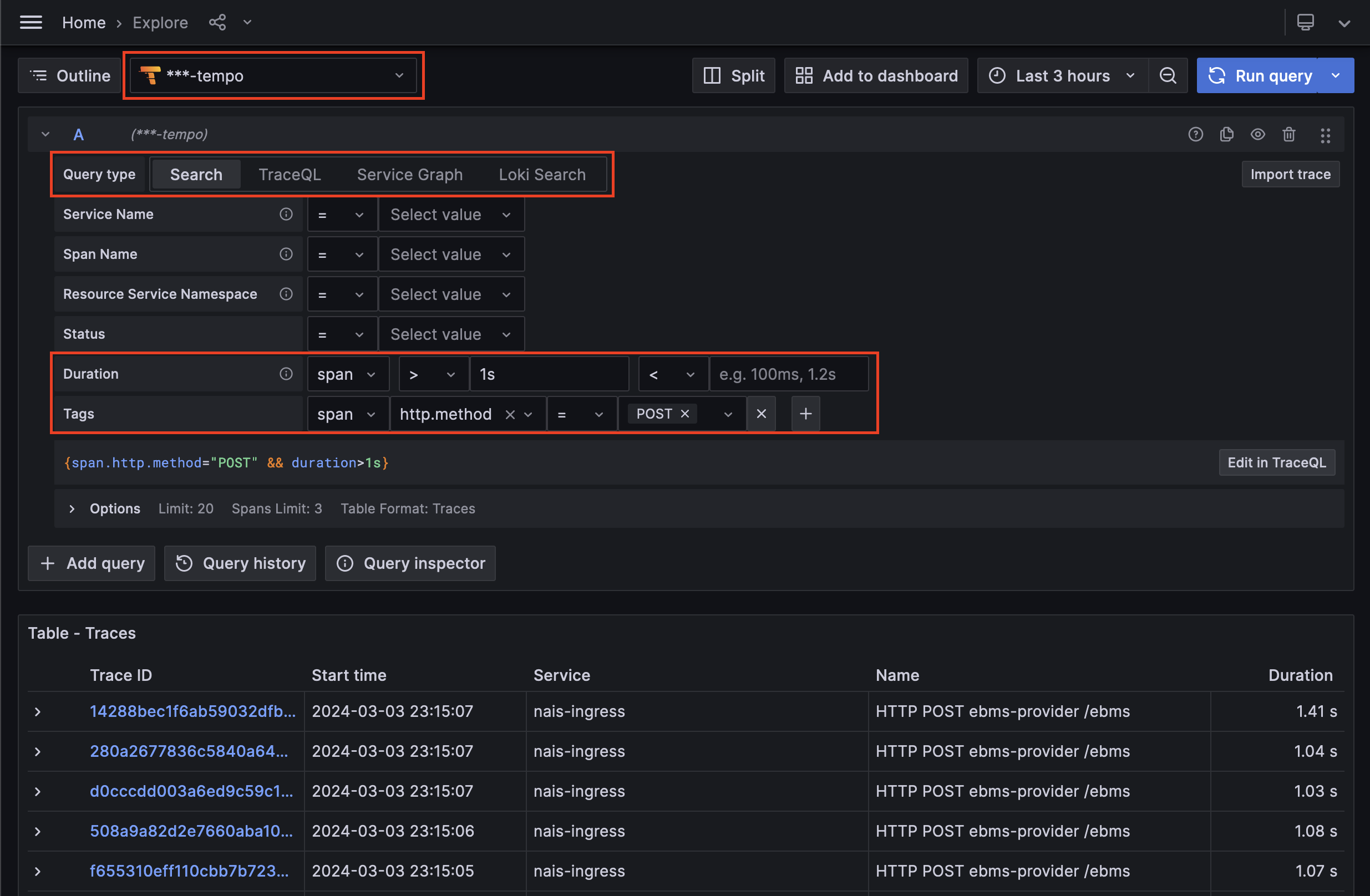 Grafana Tempo Query Builder